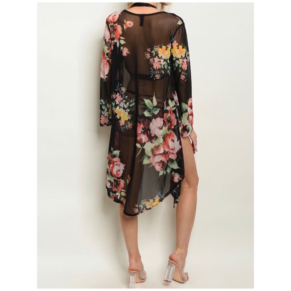 ☀️FLIRTY BLACK FLORAL KIMONO SET - Picture 4 of 4